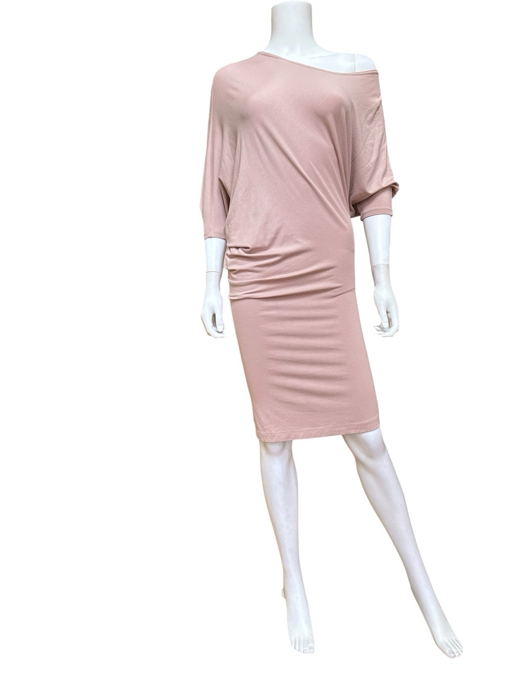 French Connection Assymetric Dolman Sleeves Draped Dress in Blush NWOT Size 0
